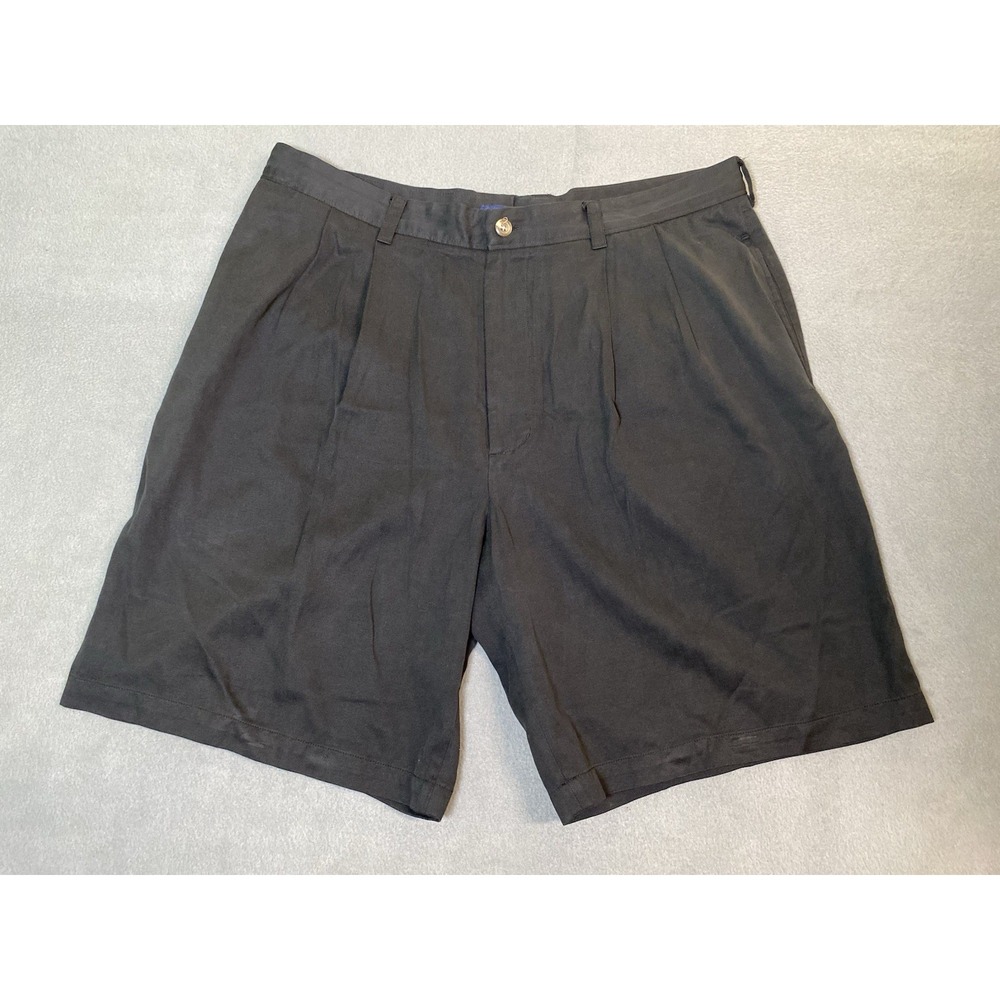 Men's Black Silk Blend Pleated Front Resort Shorts Casino Golf Church Size 36"x9